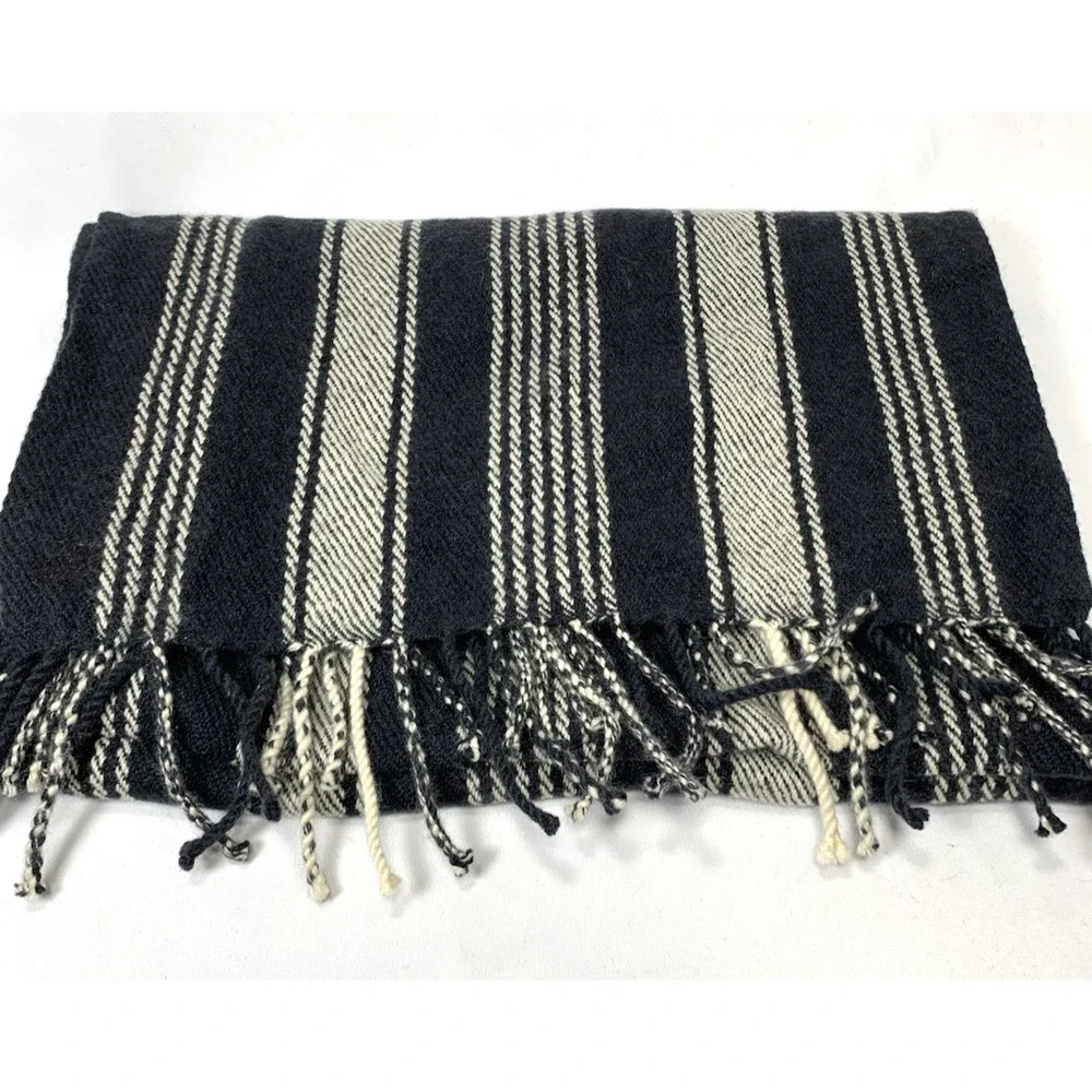 Paul Smith Cashmere Scarf Mens Black Stripe Fringe Armand Diradourian